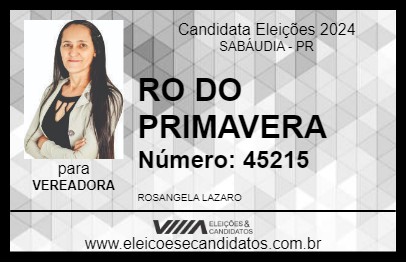 Candidato RO DO PRIMAVERA 2024 - SABÁUDIA - Eleições