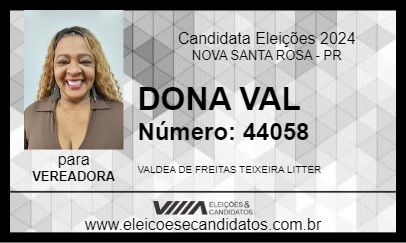 Candidato DONA VAL 2024 - NOVA SANTA ROSA - Eleições