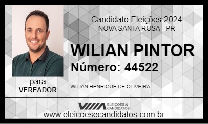 Candidato WILIAN PINTOR 2024 - NOVA SANTA ROSA - Eleições