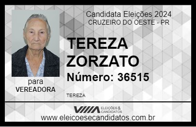 Candidato TEREZA ZORZATO 2024 - CRUZEIRO DO OESTE - Eleições