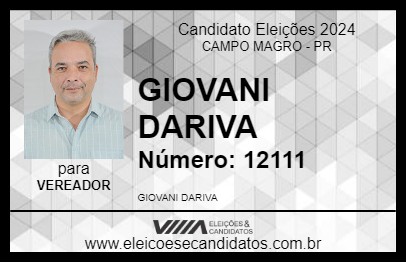 Candidato GIOVANI DARIVA 2024 - CAMPO MAGRO - Eleições