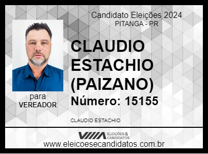 Candidato CLAUDIO ESTACHIO (PAIZANO) 2024 - PITANGA - Eleições