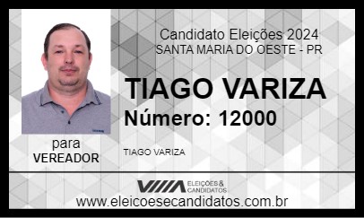 Candidato TIAGO VARIZA 2024 - SANTA MARIA DO OESTE - Eleições