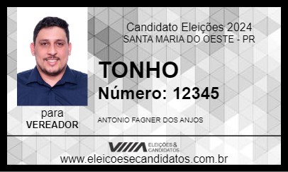 Candidato TONHO 2024 - SANTA MARIA DO OESTE - Eleições