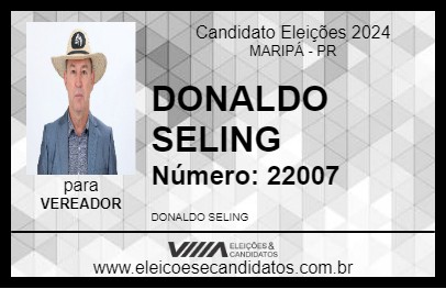 Candidato DONALDO SELING 2024 - MARIPÁ - Eleições