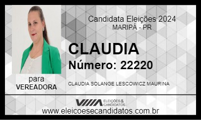 Candidato CLAUDIA  2024 - MARIPÁ - Eleições