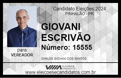 Candidato GIOVANI ESCRIVÃO 2024 - PINHALÃO - Eleições