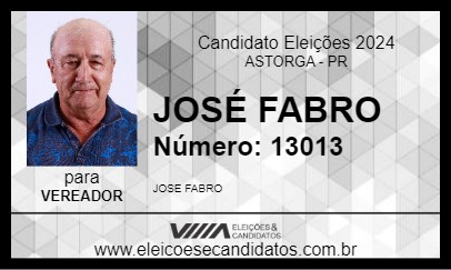 Candidato JOSÉ FABRO 2024 - ASTORGA - Eleições