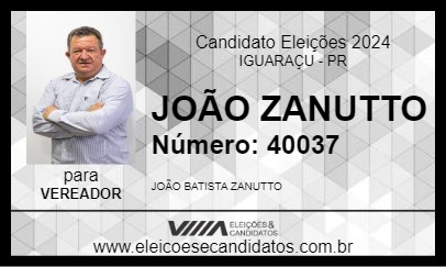 Candidato JOÃO ZANUTTO 2024 - IGUARAÇU - Eleições