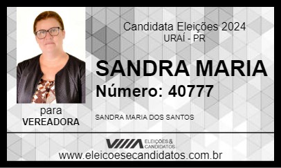 Candidato SANDRA MARIA 2024 - URAÍ - Eleições