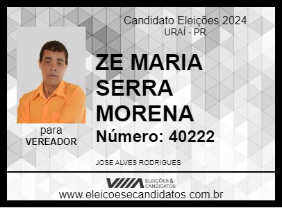 Candidato ZE MARIA SERRA MORENA 2024 - URAÍ - Eleições