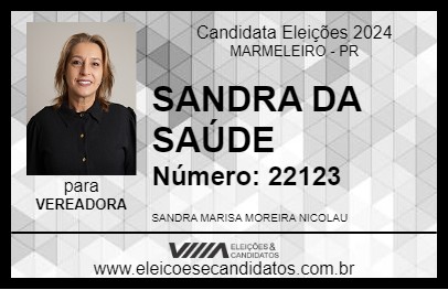 Candidato SANDRA DA SAÚDE 2024 - MARMELEIRO - Eleições