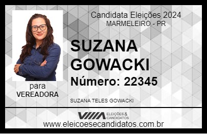 Candidato SUZANA GOWACKI 2024 - MARMELEIRO - Eleições