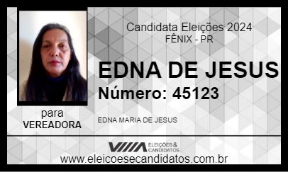 Candidato EDNA DE JESUS 2024 - FÊNIX - Eleições