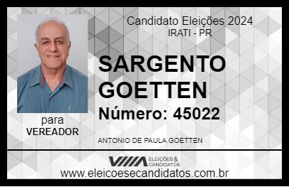 Candidato SARGENTO GOETTEN 2024 - IRATI - Eleições