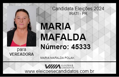 Candidato MARIA MAFALDA 2024 - IRATI - Eleições