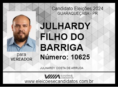 Candidato JULHARDY FILHO DO BARRIGA 2024 - GUARAQUEÇABA - Eleições