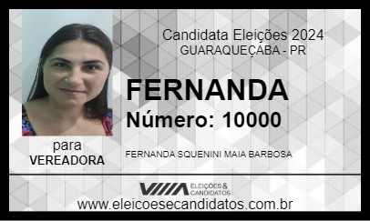 Candidato FERNANDA 2024 - GUARAQUEÇABA - Eleições