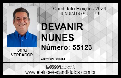 Candidato DEVANIR NUNES 2024 - JUNDIAÍ DO SUL - Eleições