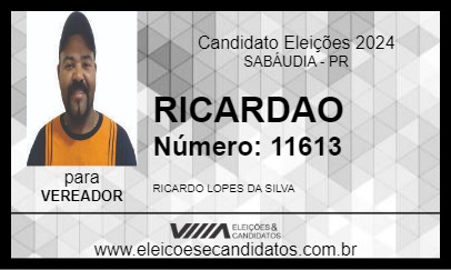 Candidato RICARDAO 2024 - SABÁUDIA - Eleições