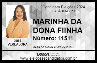 Candidato MARINHA DA DONA FIINHA 2024 - SABÁUDIA - Eleições