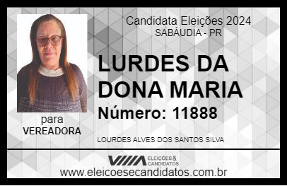 Candidato LURDES DA DONA MARIA 2024 - SABÁUDIA - Eleições