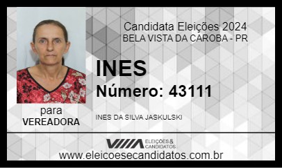 Candidato INES 2024 - BELA VISTA DA CAROBA - Eleições