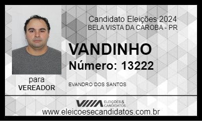 Candidato VANDINHO 2024 - BELA VISTA DA CAROBA - Eleições