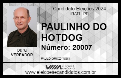 Candidato PAULINHO DO HOTDOG 2024 - IRATI - Eleições