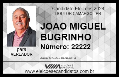 Candidato JOAO MIGUEL BUGRINHO 2024 - DOUTOR CAMARGO - Eleições