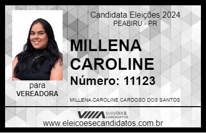 Candidato MILLENA CAROLINE 2024 - PEABIRU - Eleições