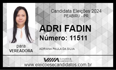 Candidato ADRI FADIN 2024 - PEABIRU - Eleições