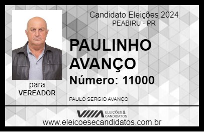 Candidato PAULINHO AVANÇO 2024 - PEABIRU - Eleições