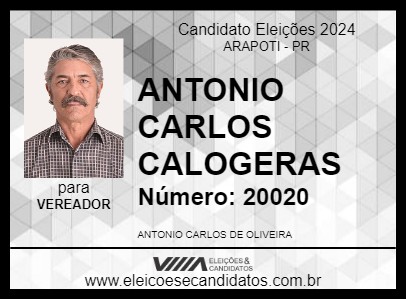 Candidato ANTONIO CARLOS CALOGERAS 2024 - ARAPOTI - Eleições