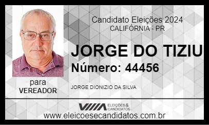 Candidato JORGE DO TIZIU 2024 - CALIFÓRNIA - Eleições