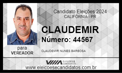 Candidato CLAUDEMIR 2024 - CALIFÓRNIA - Eleições