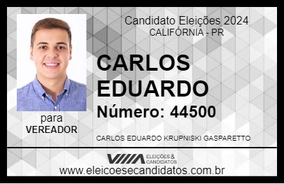 Candidato CARLOS EDUARDO 2024 - CALIFÓRNIA - Eleições