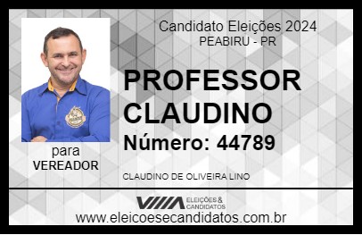 Candidato PROFESSOR CLAUDINO 2024 - PEABIRU - Eleições