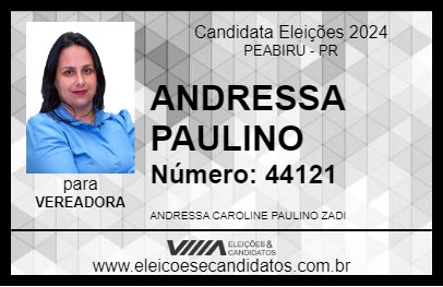 Candidato ANDRESSA PAULINO 2024 - PEABIRU - Eleições