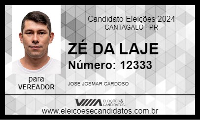 Candidato ZÉ DA LAJE 2024 - CANTAGALO - Eleições