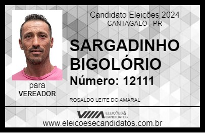 Candidato SARGADINHO BIGOLÓRIO 2024 - CANTAGALO - Eleições