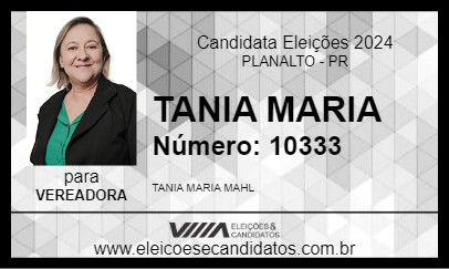 Candidato TANIA MARIA 2024 - PLANALTO - Eleições