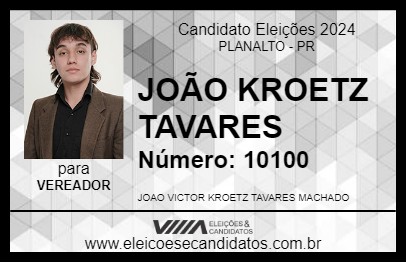 Candidato JOÃO KROETZ TAVARES 2024 - PLANALTO - Eleições