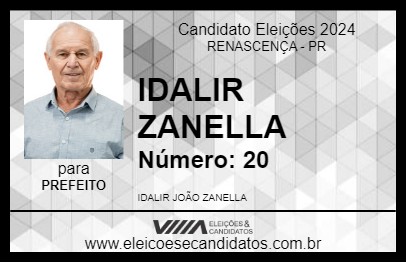 Candidato IDALIR ZANELLA 2024 - RENASCENÇA - Eleições