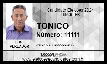 Candidato TONICO 2024 - TIBAGI - Eleições