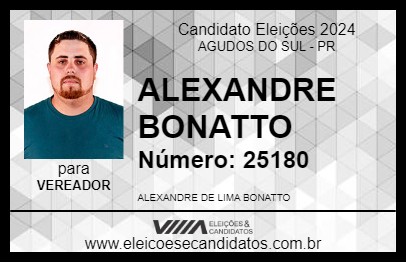 Candidato ALEXANDRE BONATTO 2024 - AGUDOS DO SUL - Eleições