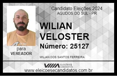 Candidato WILIAN VELOSTER 2024 - AGUDOS DO SUL - Eleições