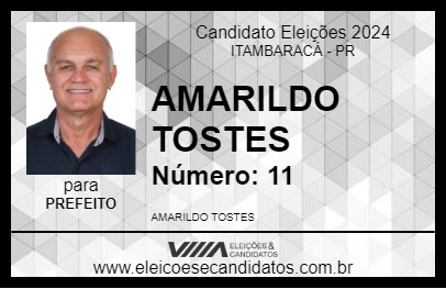 Candidato AMARILDO TOSTES 2024 - ITAMBARACÁ - Eleições