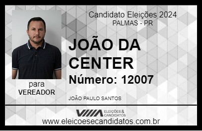 Candidato JOÃO DA CENTER 2024 - PALMAS - Eleições