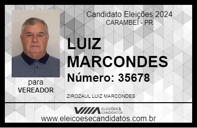 Candidato LUIZ MARCONDES 2024 - CARAMBEÍ - Eleições